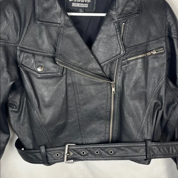 NWOT Luis Alvear Cropped Black Zip Up Leather Women's Jacket - Picture 2 of 9